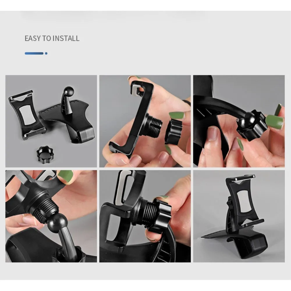 3 in 1 Car GPS Smartphone Holder: Dashboard / Visor Clamp   AC Grid Clip for BLU Grand Energy - Black