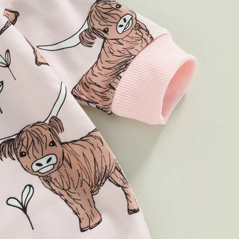 Baby Highland Calf Onesie in Pink or Green