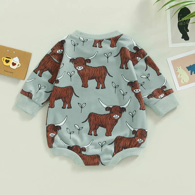 Baby Highland Calf Onesie in Pink or Green