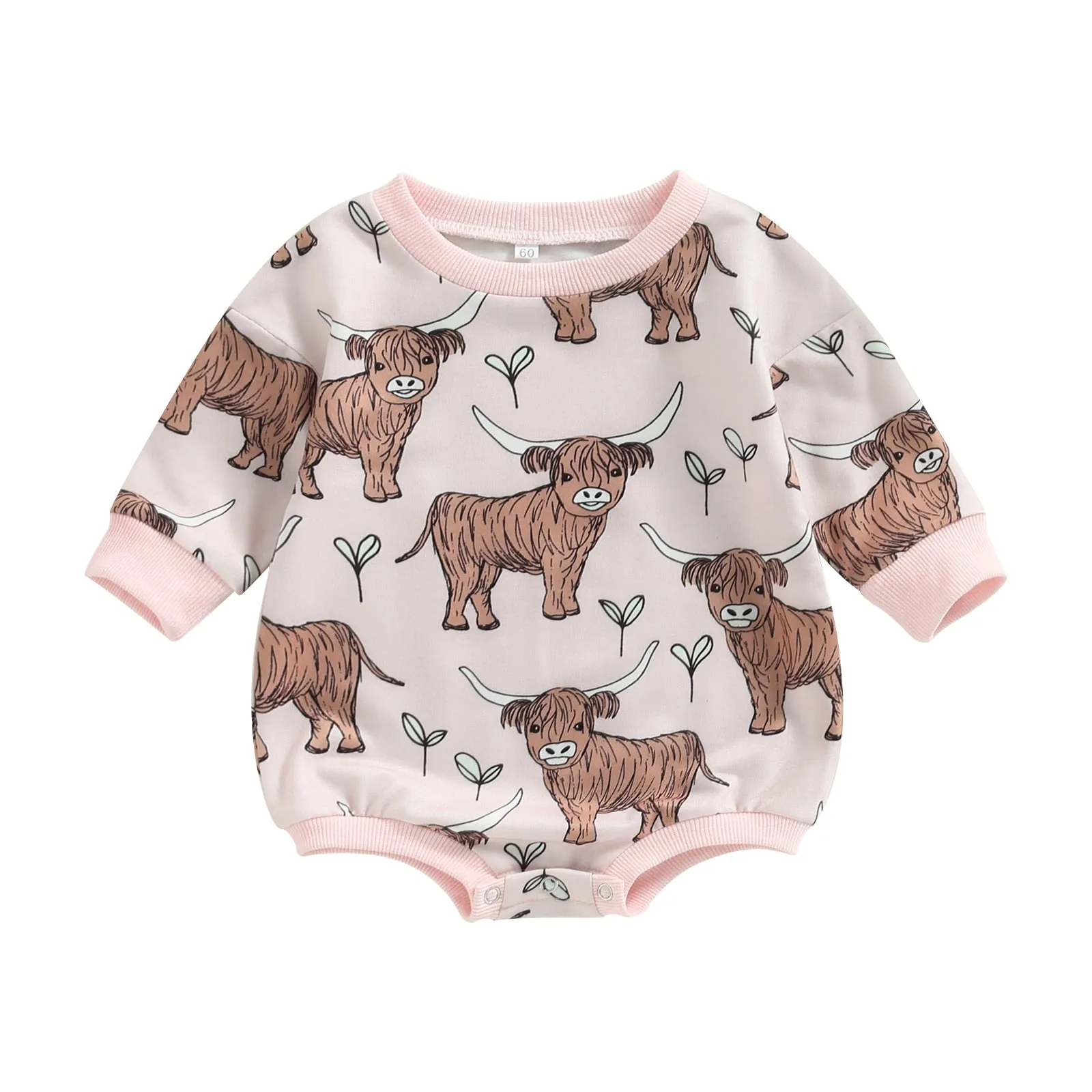 Baby Highland Calf Onesie in Pink or Green