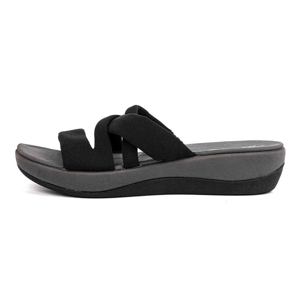 Clarks Arla Rilee Strap Sandals Sliders Leather Grey Colour For Women