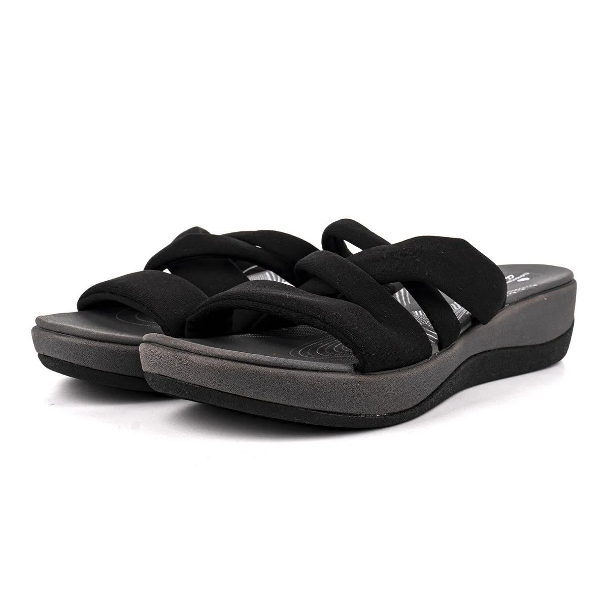 Clarks Arla Rilee Strap Sandals Sliders Leather Grey Colour For Women