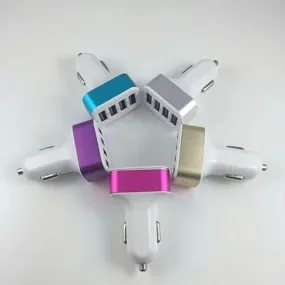 Color: Hot Pink - QUAD PORTS USB Car Adapter and Charger