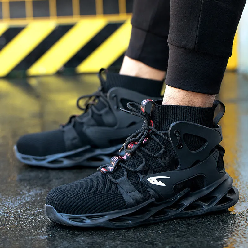 Cross-border Labor Insurance Shoes Men's Spring Breathable Work Shoes Safety Protective Shoes Fashion High-top