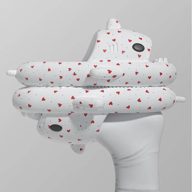 Cute Lovers Shark Slippers with Heart Print – Unisex Shoes for Men & Women, Perfect for Comfort and Style