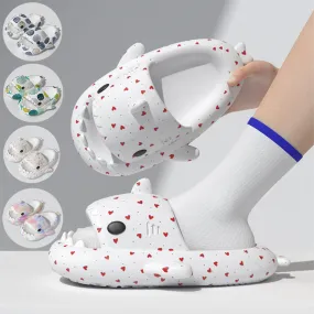 Cute Lovers Shark Slippers with Heart Print – Unisex Shoes for Men & Women, Perfect for Comfort and Style