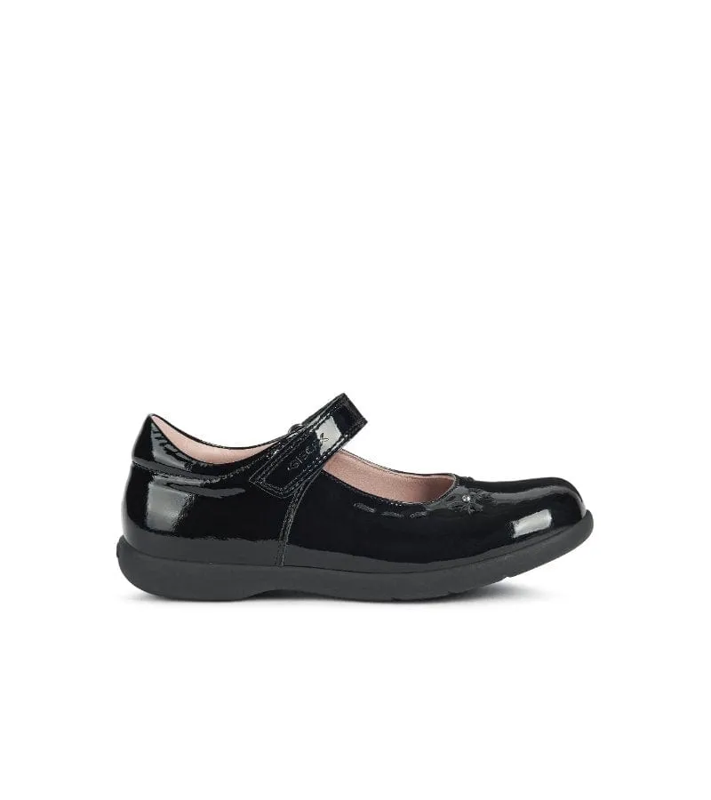 Geox Junior Girls Black School Shoe J16FHA