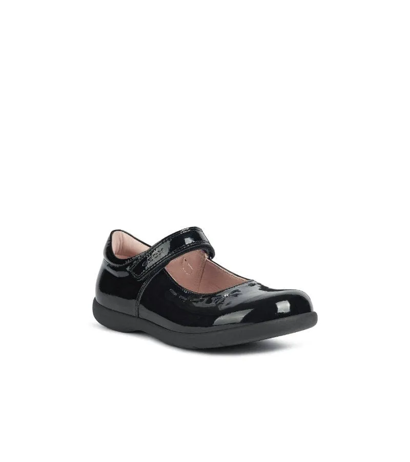 Geox Junior Girls Black School Shoe J16FHA