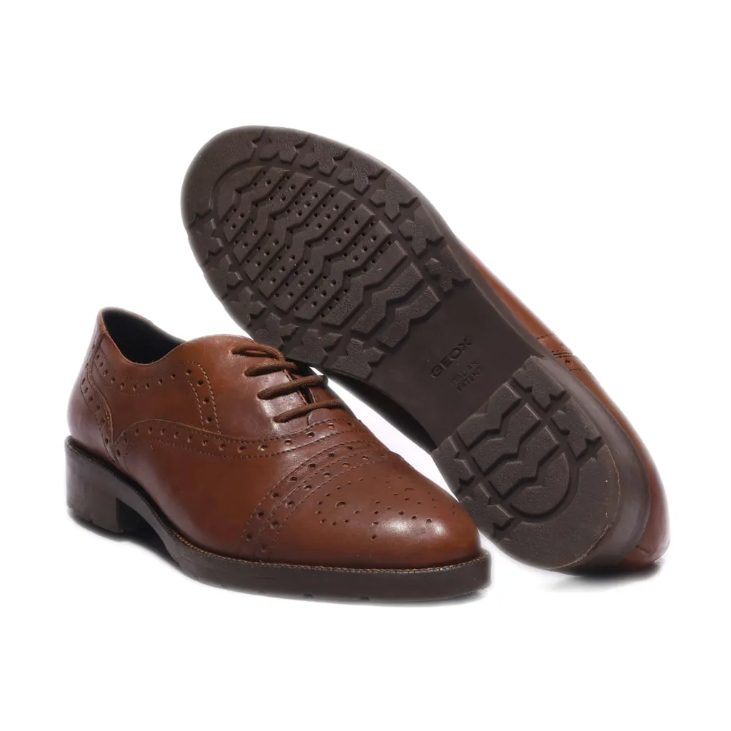 Geox Lace Ups Leather Brown Colour For Women
