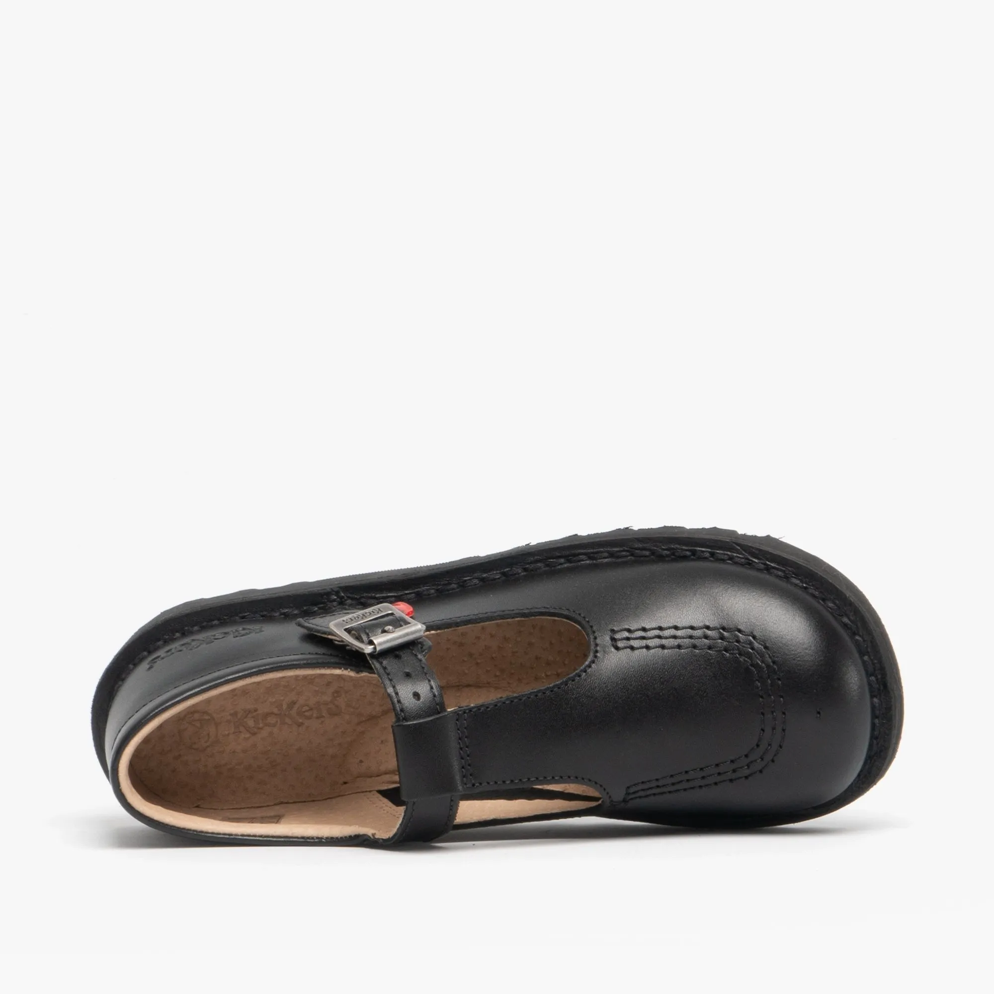 Kickers KICK Girls T-Bar School Shoes Black