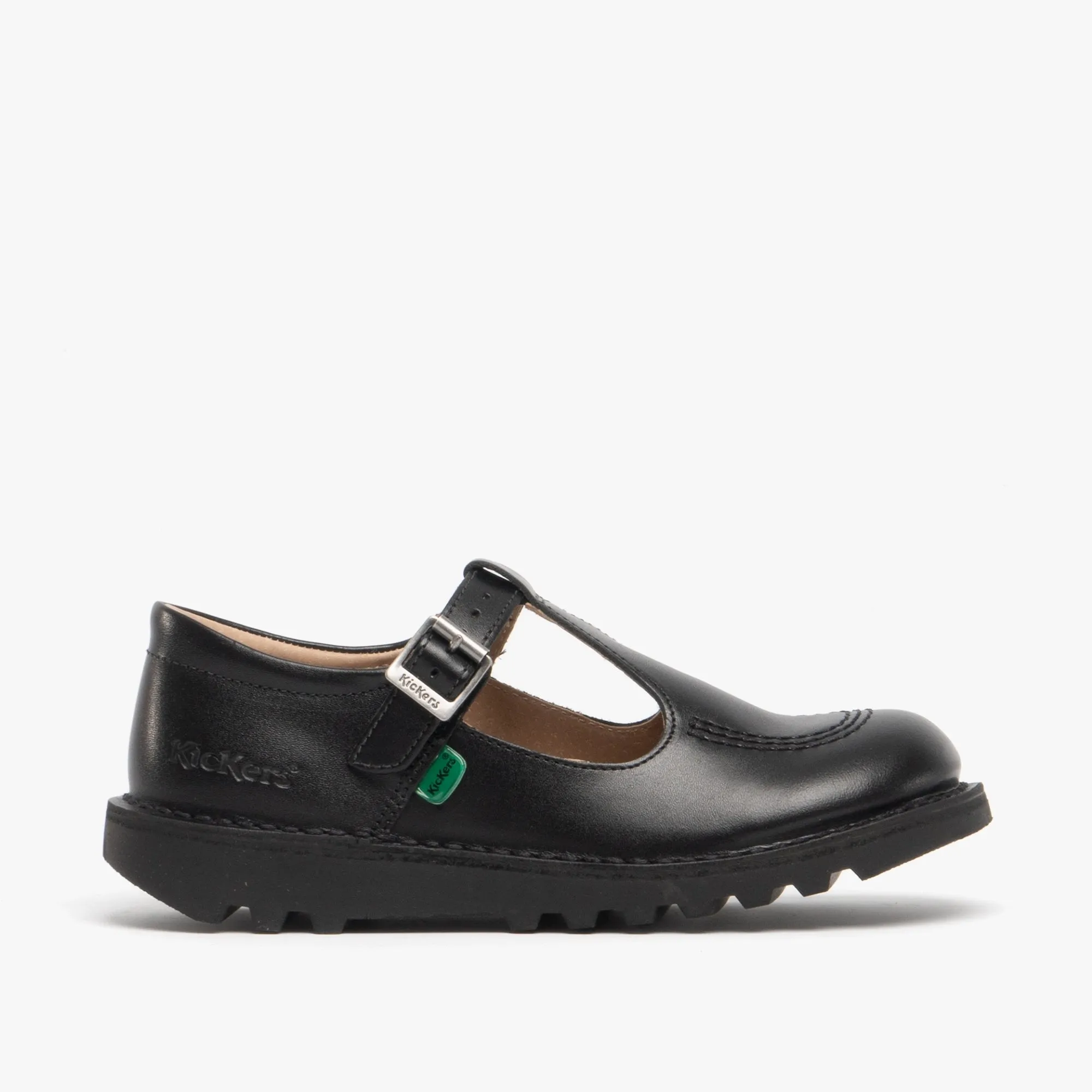 Kickers KICK Girls T-Bar School Shoes Black