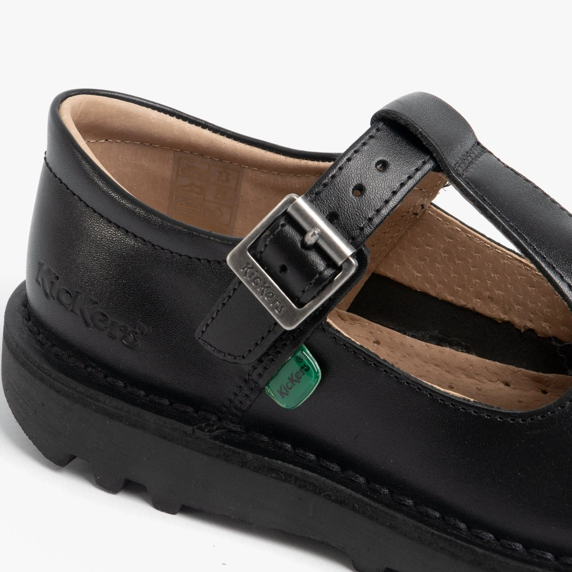 Kickers KICK Girls T-Bar School Shoes Black
