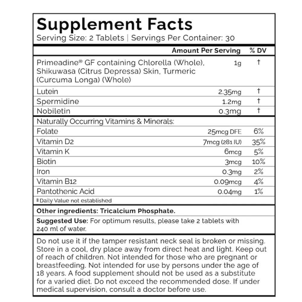 Primeadine GF (Gluten-Free Spermidine) - 60 Tablets | Oxford Healthspan