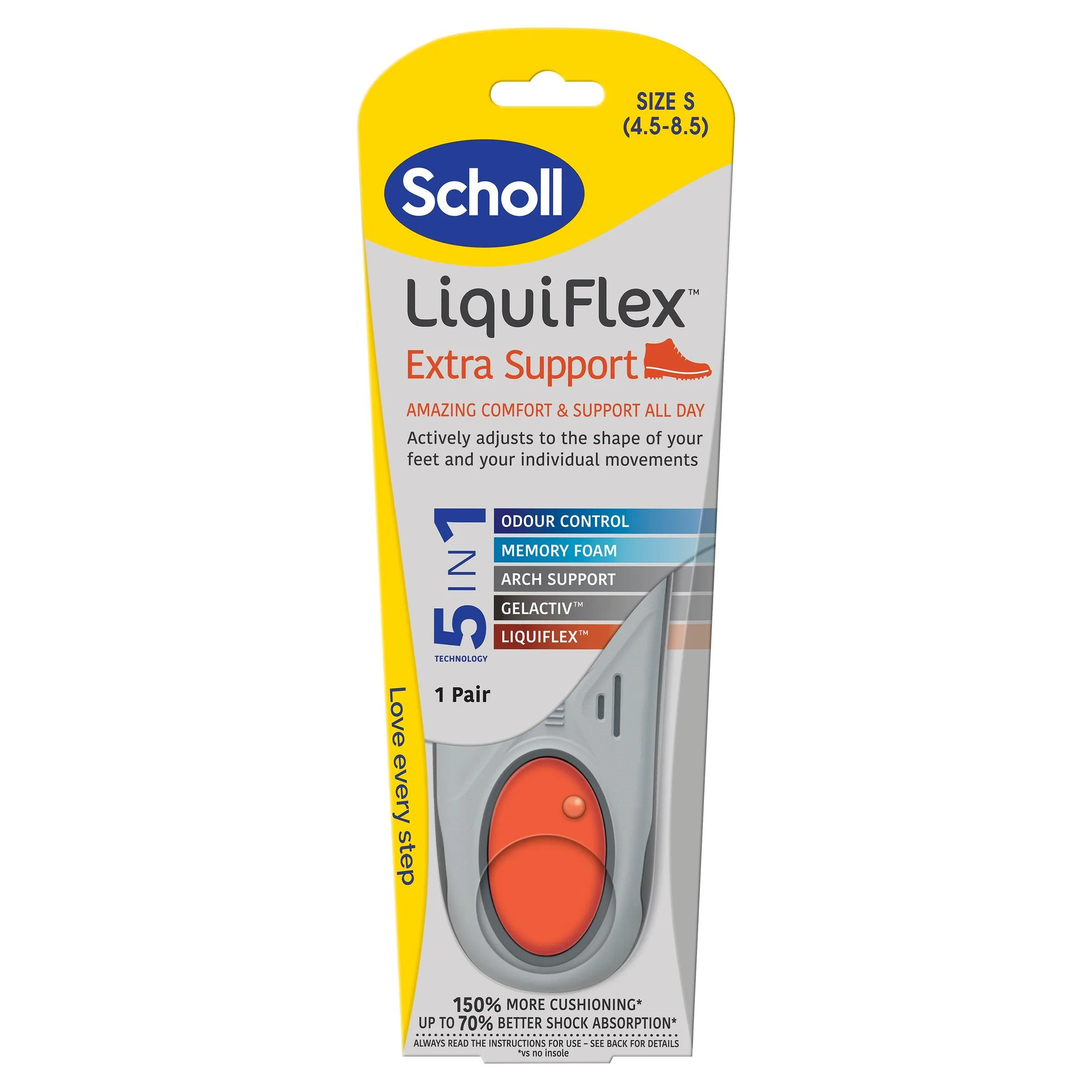 Scholl Liquiflex Insoles Extra Support Small