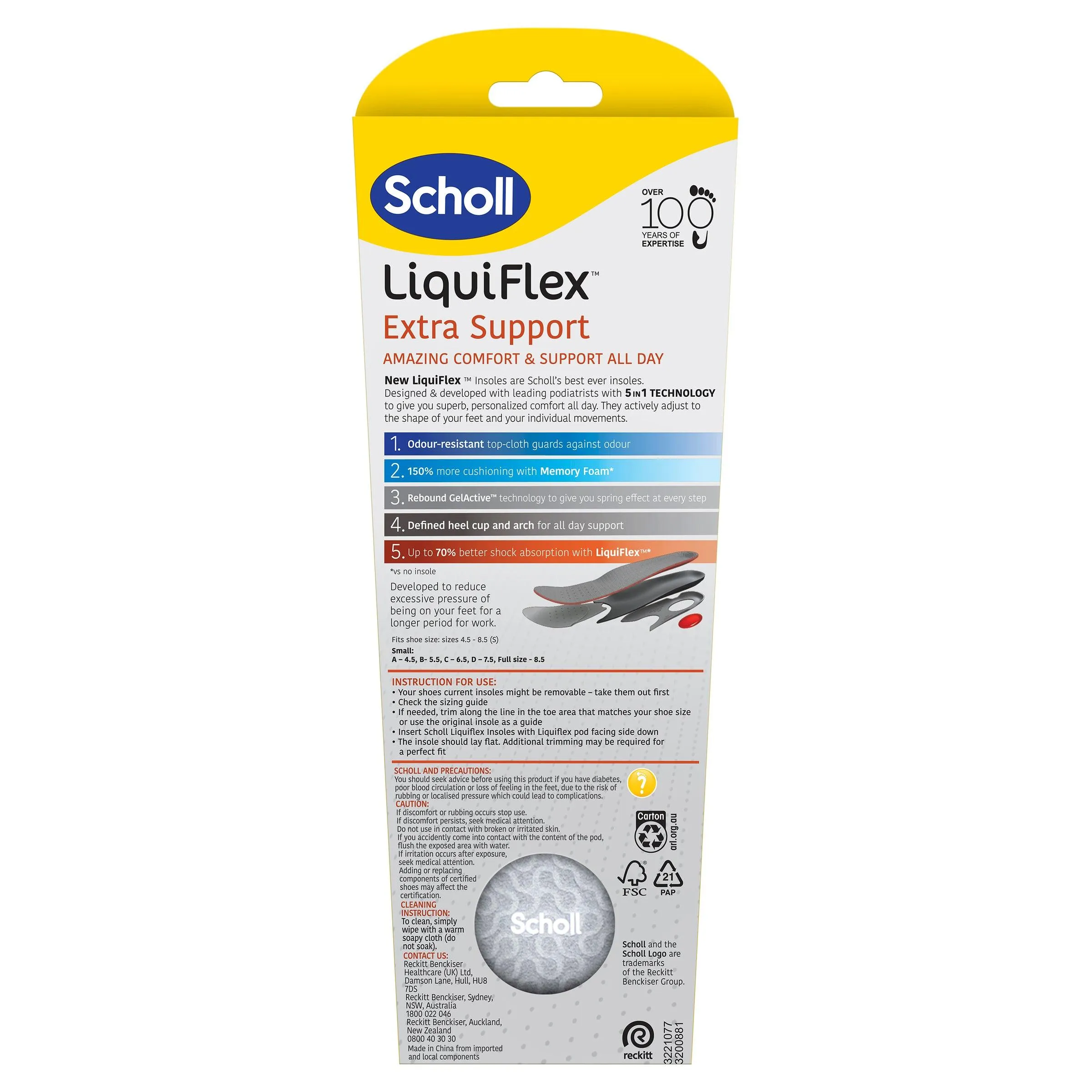 Scholl Liquiflex Insoles Extra Support Small