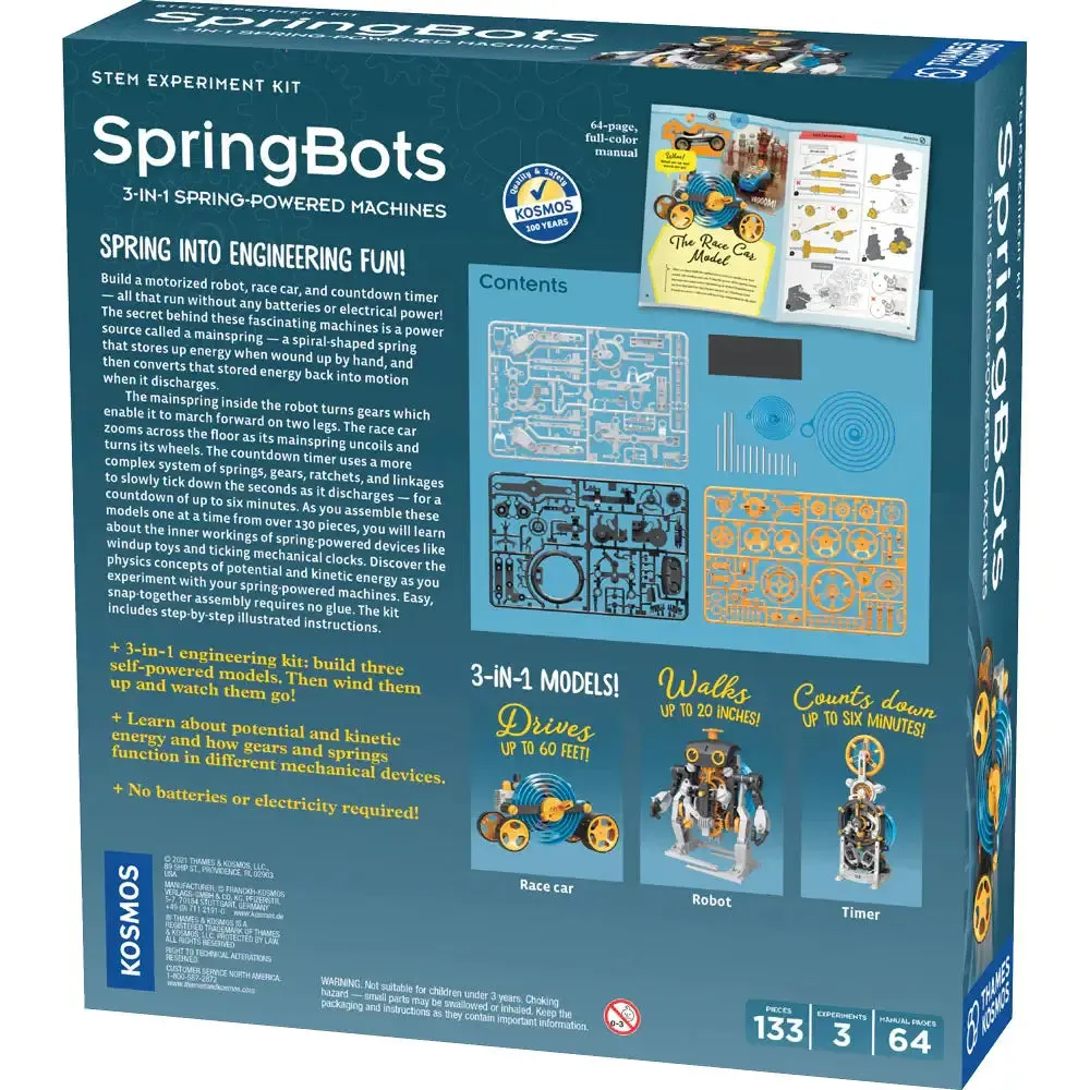 SpringBots: 3-in-1 Spring-Powered Machines STEM Science Building Kit