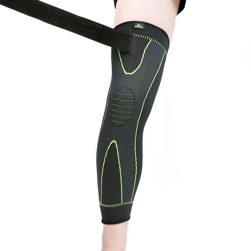Total Compression Knee Sleeve - Elasticity Long Knee Protector Brace Leg Sleeve Calf Knee Support Warm Sports Kneepads
