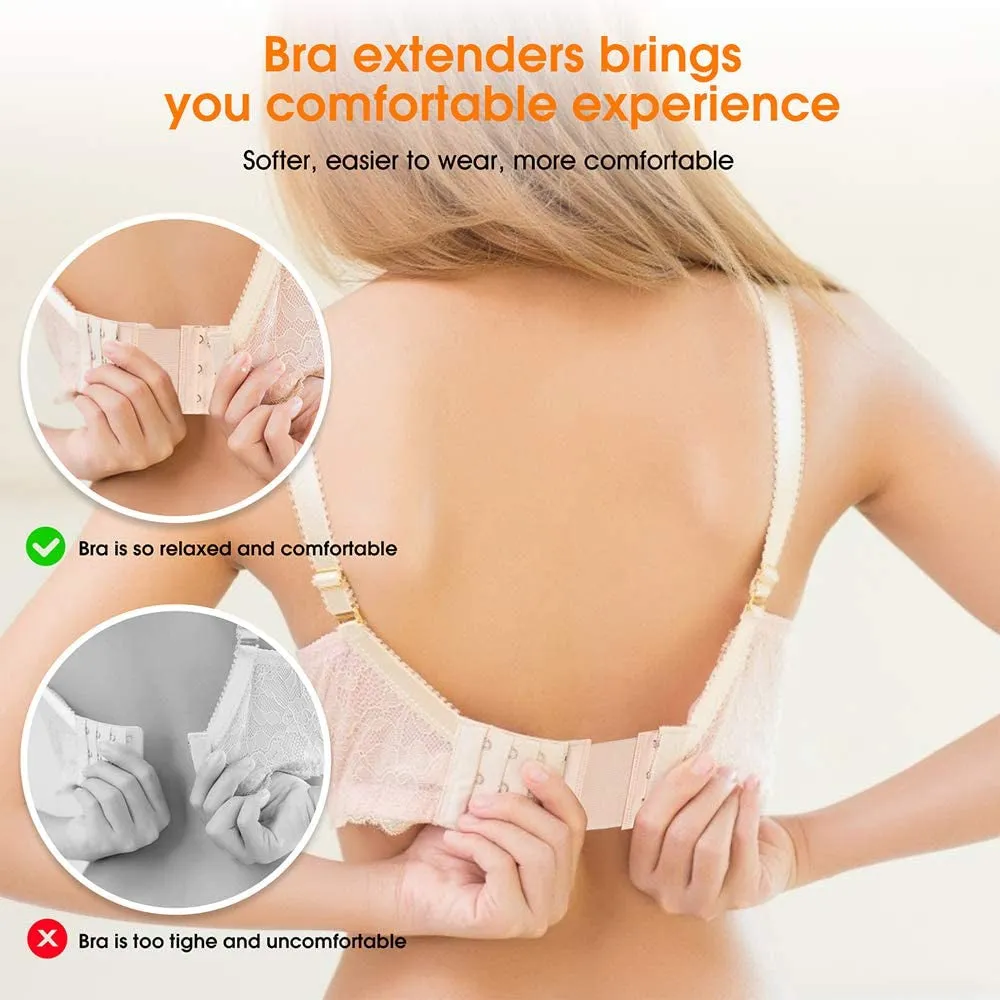 Women's Bra Band Extenders 2 or 3 Hook, Elastic Stretchy Bra Extensions