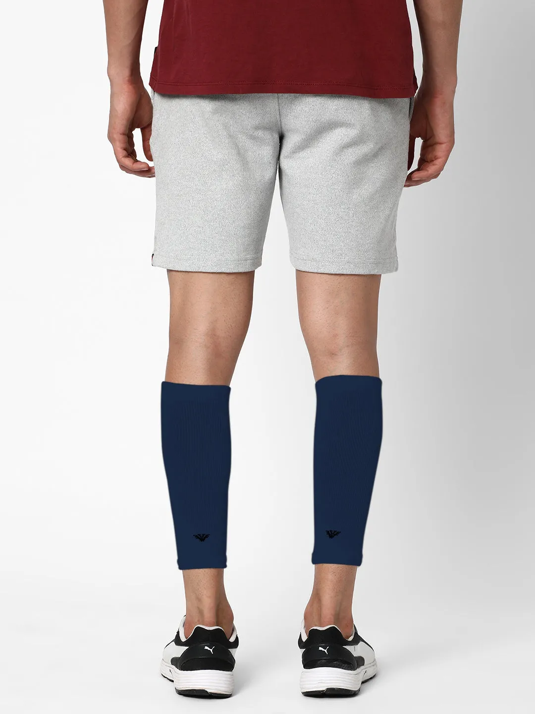 Young Wings Antibacterial Bamboo Fabric Calf Compression Sleeves for Unisex - Pack of 2 Pairs, Colour: Navy